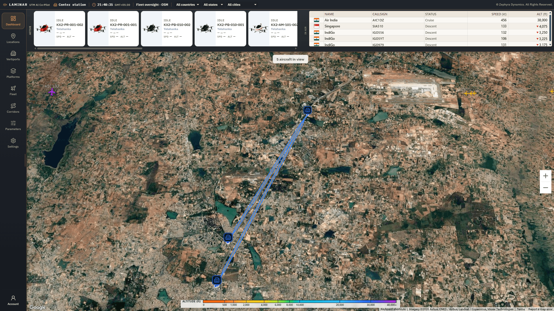LAMINAR full route view for urban air traffic management